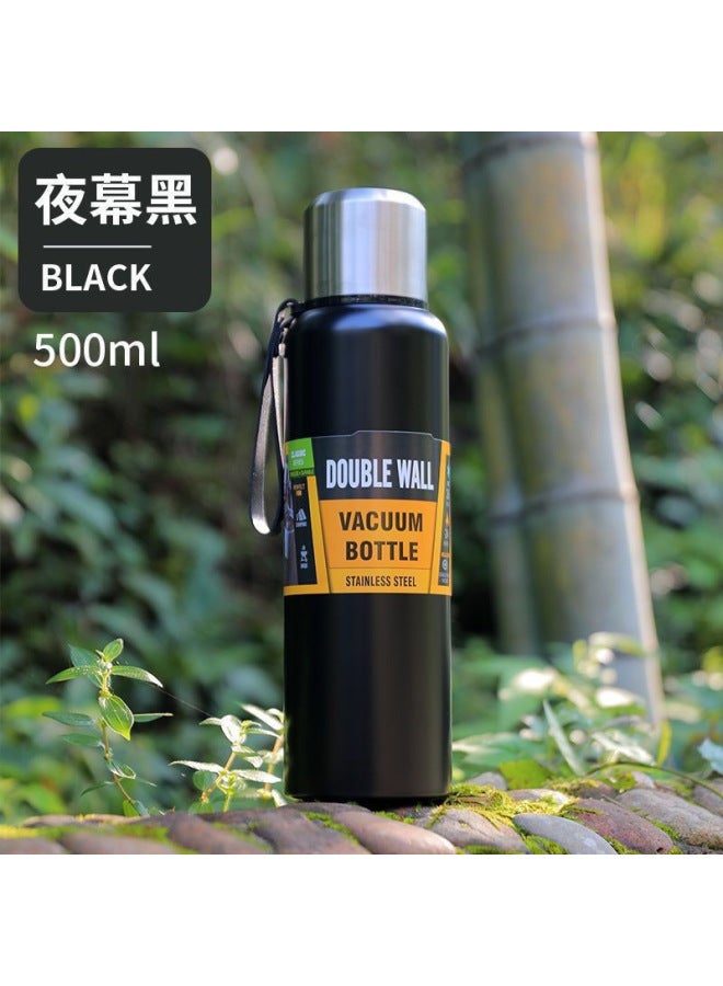 All Steel-black 304 All-steel Thermos Cup Large Capacity Stainless Steel Water Cup Outdoor Climbing Sports Bottle Car Cup Customized Generation