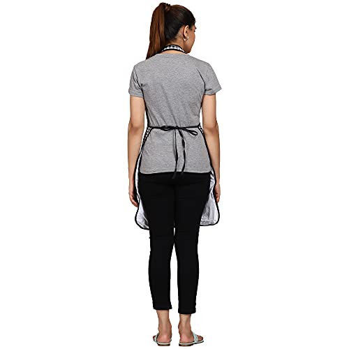 JMI Cotton Checkered Design Waterproof Apron with Multipurpose Front Large Embroidered Pocket Pack of 2 (Black & RED) - Image 4
