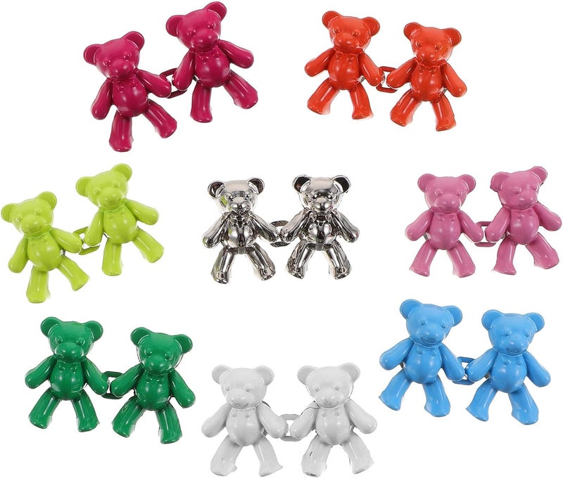 Beaupretty 8 Pairs Adjustable Jeans Button Replacement Waist Tightener with Detachable Bear Design Metal Buttons for Pants Waist Reduction, 8 Colors, No Sew Fasteners for Women and Men - Image 1