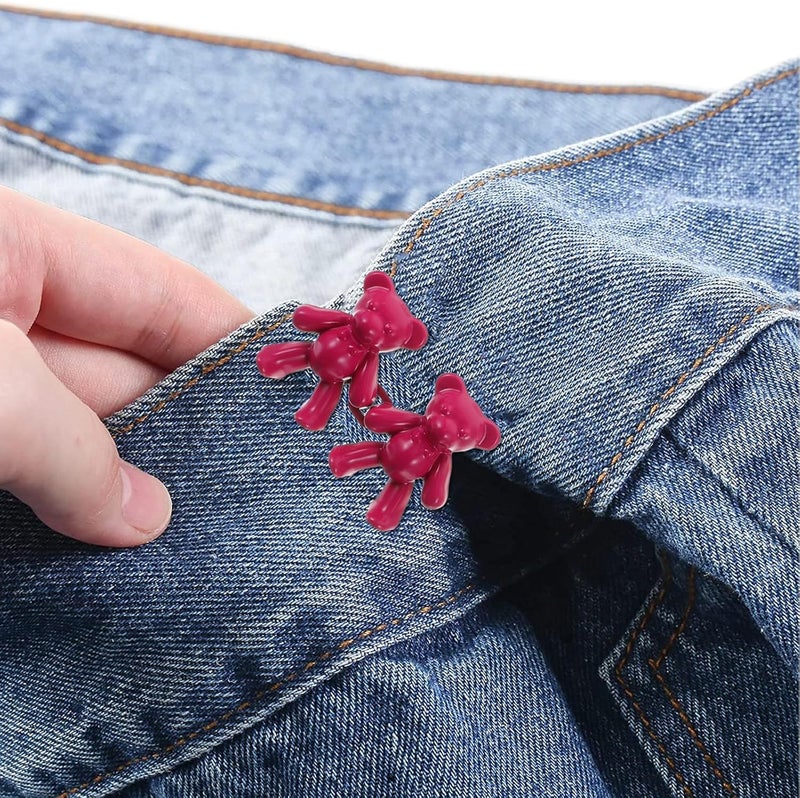 Beaupretty 8 Pairs Adjustable Jeans Button Replacement Waist Tightener with Detachable Bear Design Metal Buttons for Pants Waist Reduction, 8 Colors, No Sew Fasteners for Women and Men - Image 5