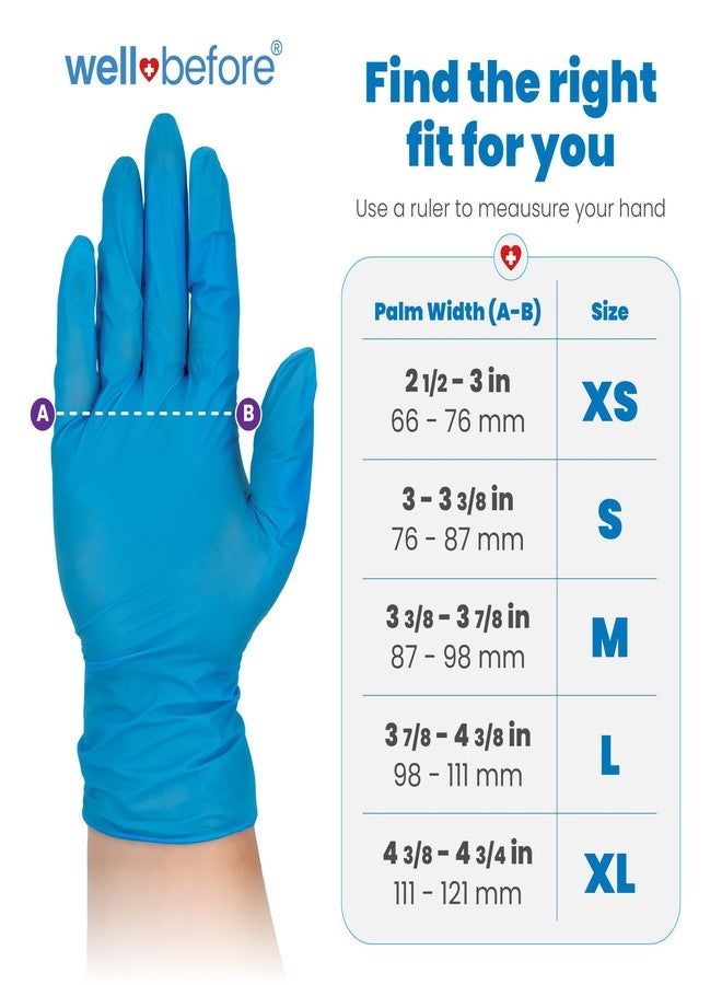 Well Before Vinyl Exam Gloves - Powder-Free, Latex-Free, Disposable Gloves for Medical, Food Prep, Cleaning and more - Small Blue (Pack of 100) - Image 2