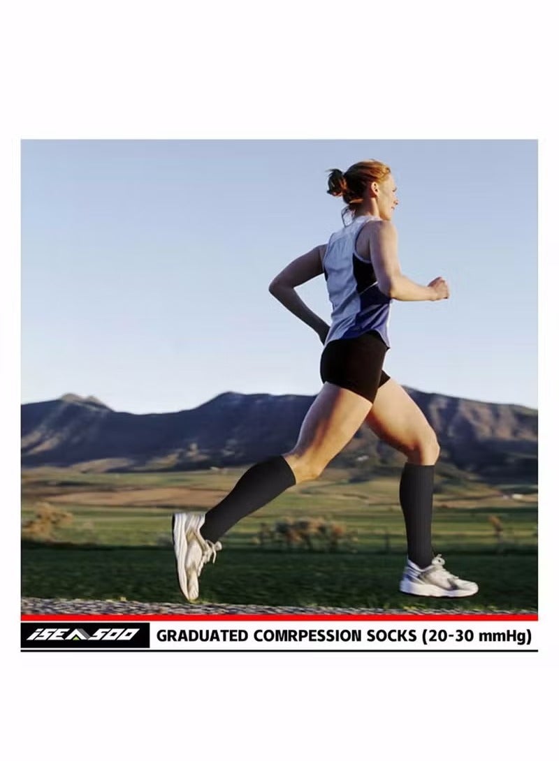Excefore Compression Socks,4 Pairs for Women and Men,20-30 mmHg is Best for Athletic,Travel,Running,Fitness,Reduce Calf Pain Faster Recovery L/XL Long Football Socks Grip Socks  - Image 4