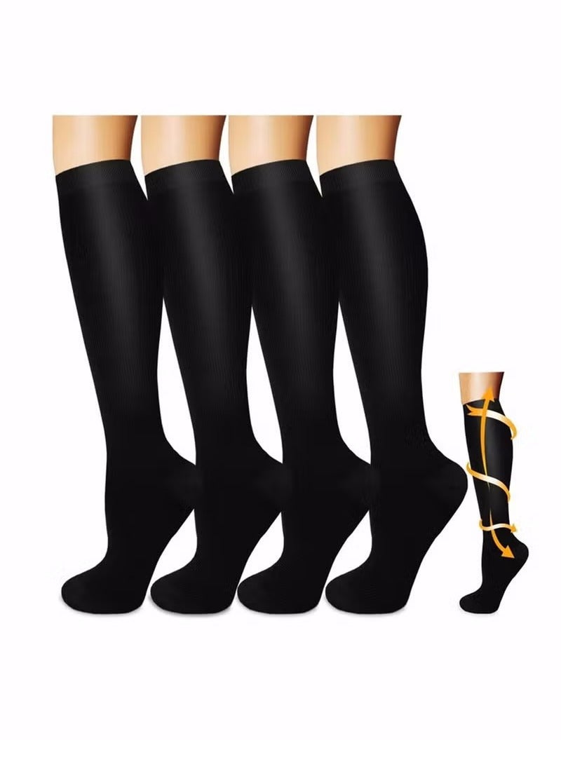 Excefore Compression Socks,4 Pairs for Women and Men,20-30 mmHg is Best for Athletic,Travel,Running,Fitness,Reduce Calf Pain Faster Recovery L/XL Long Football Socks Grip Socks  - Image 1