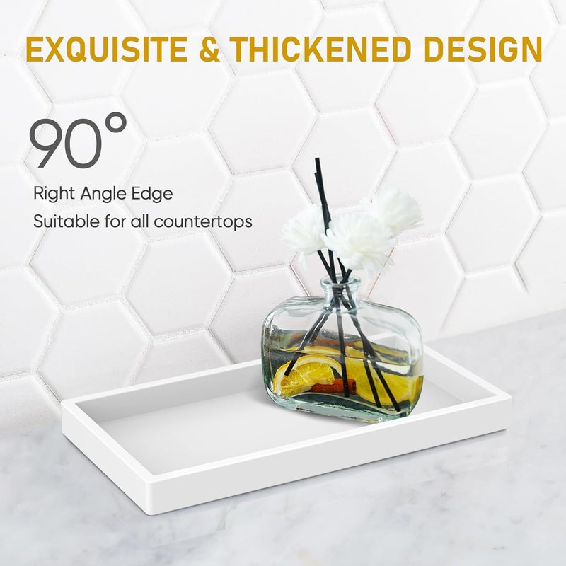 EG-SIPRO Silicone Bathroom Tray, Thickened Shatterproof Rectangle Vanity Tray for Counter, Soap Dispenser Tray - Small 7.8 * 3.9 in - White Marble Pattern - Image 3
