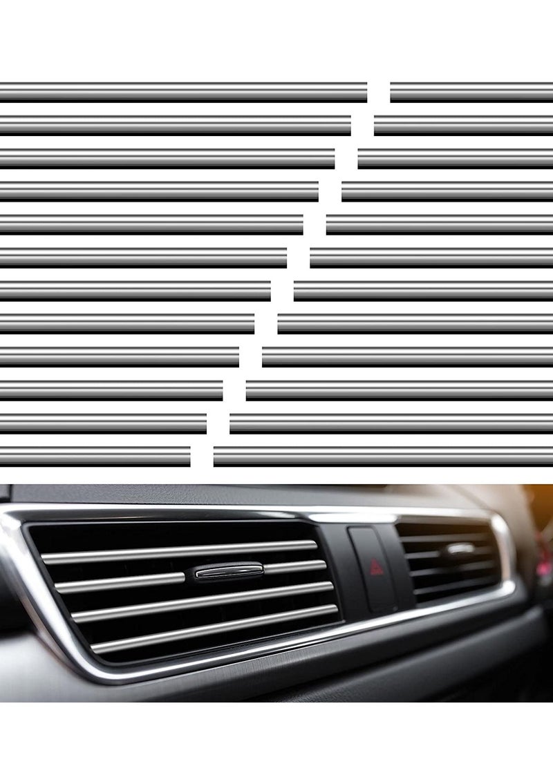 SYOSI - 20pcs Car Air Conditioner Vent Outlet Trim Car Interior Moulding Trim  Chrome PVC Car Interior Trim Vent Outlet Trim Decoration Strip for All Straight Air Vent Outlet Silver - Image 1