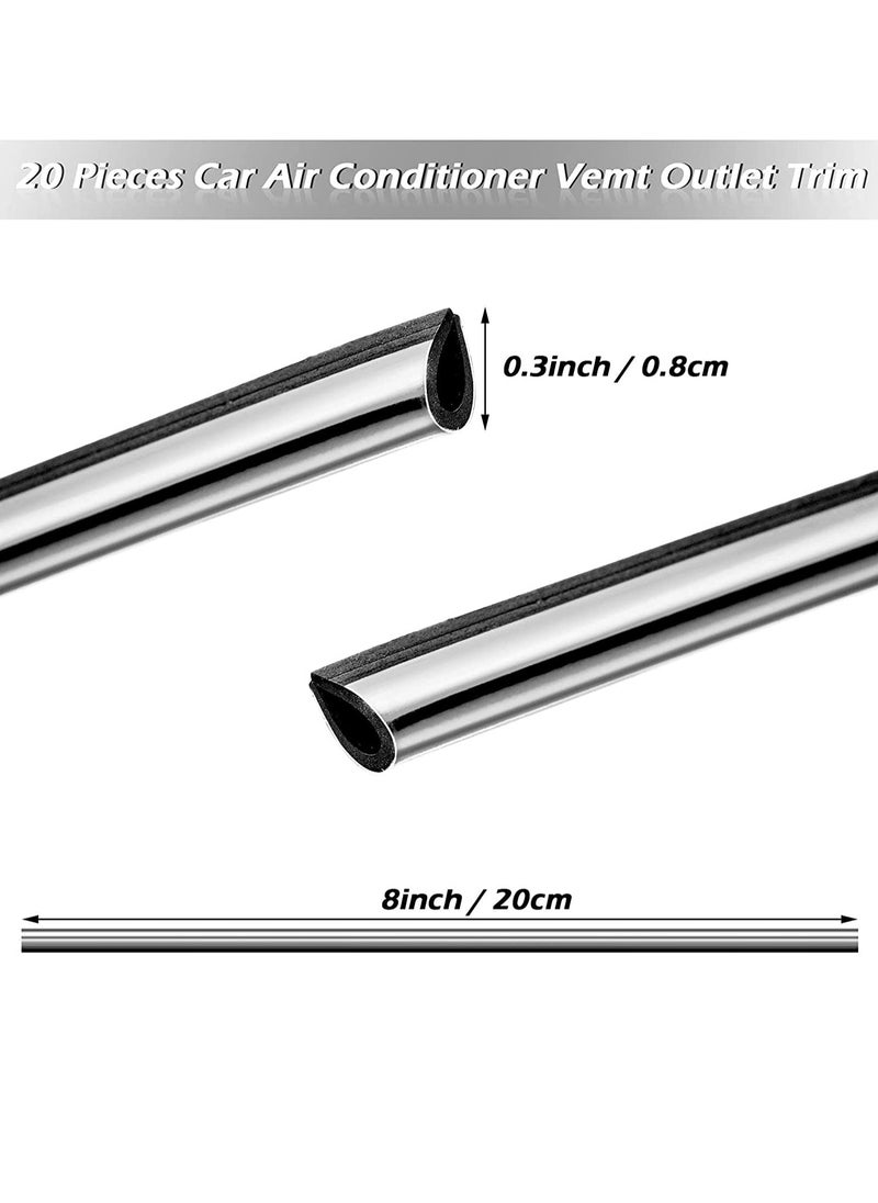 SYOSI - 20pcs Car Air Conditioner Vent Outlet Trim Car Interior Moulding Trim  Chrome PVC Car Interior Trim Vent Outlet Trim Decoration Strip for All Straight Air Vent Outlet Silver - Image 1