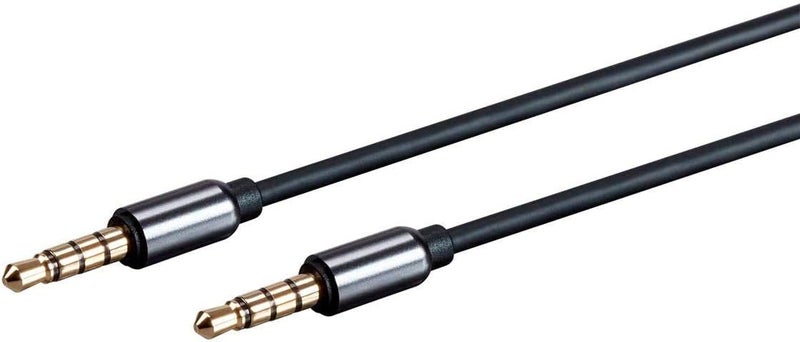Monoprice Auxiliary Audio Cable - 3.5mm TRRS, Gold Plated, 15 Feet, Black - Onyx Series - Image 1