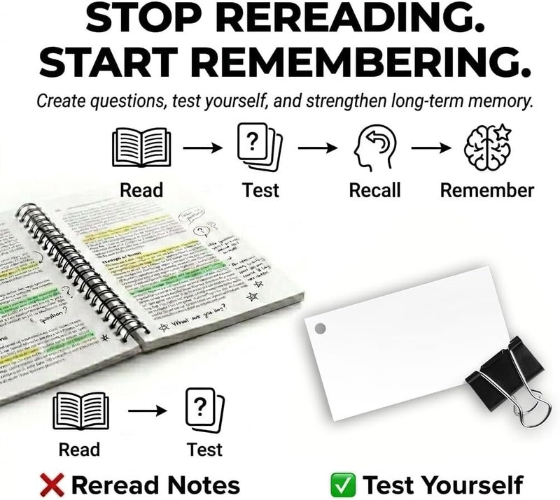 DEBRADALE DESIGNS MADE IN USA – Debra Dale Designs White Flash Cards – 2"x3.5" Blank Notecards – 1,100 Hole-Punched with 10 Rings – Classroom Supplies for Test Prep & Study - Image 3