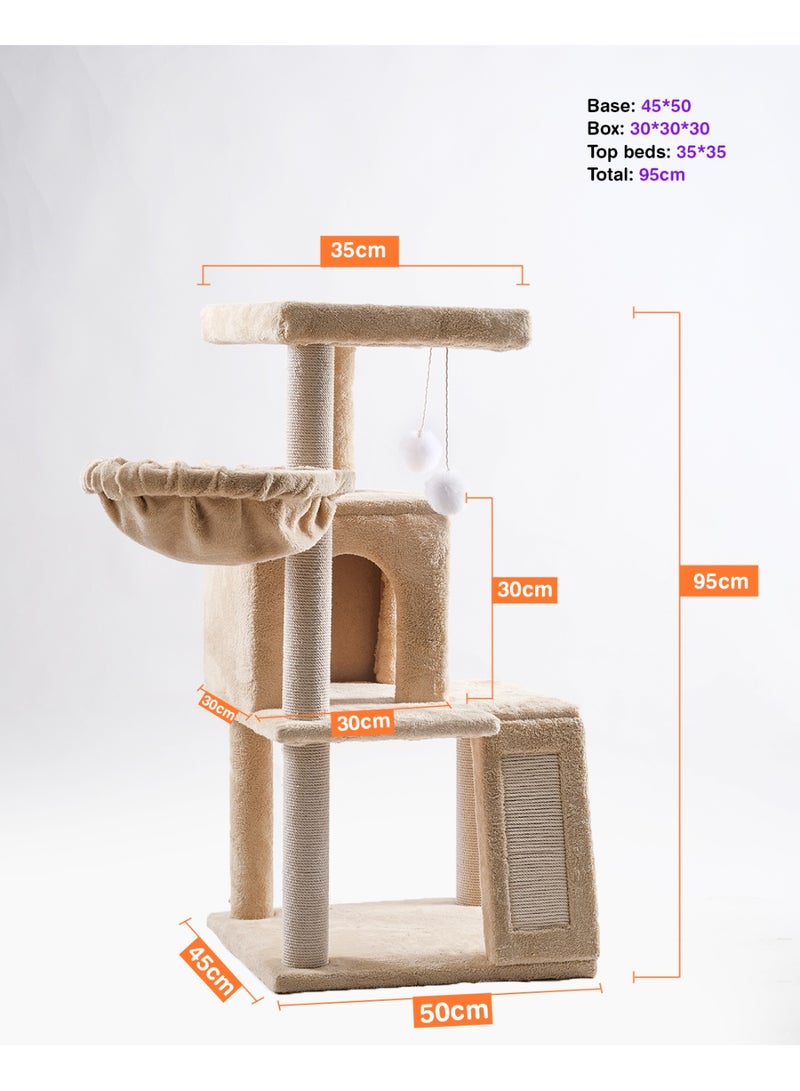 Multi-Level Cat Tree with Condos & Hammocks 95cm - Image 5