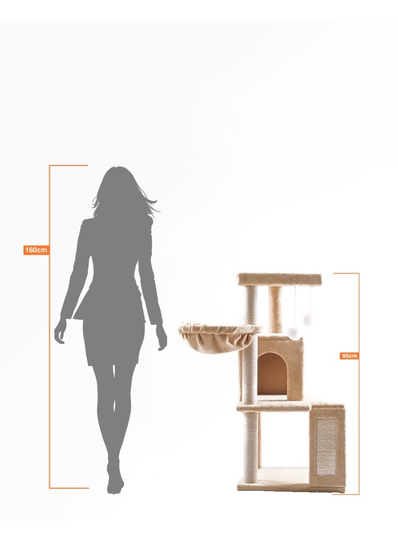 Multi-Level Cat Tree with Condos & Hammocks 95cm - Image 2