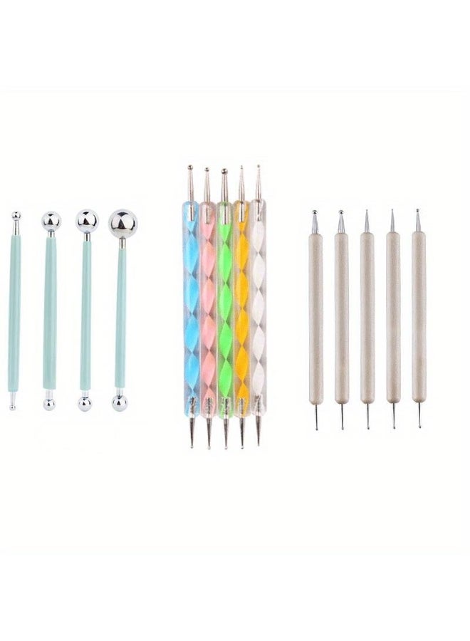 14pcs/set Playdough Tool Sculpture Tools Professional DIY Stainless Steel Polymer Clay Emboss Dot Shape Tool for Clay Carving