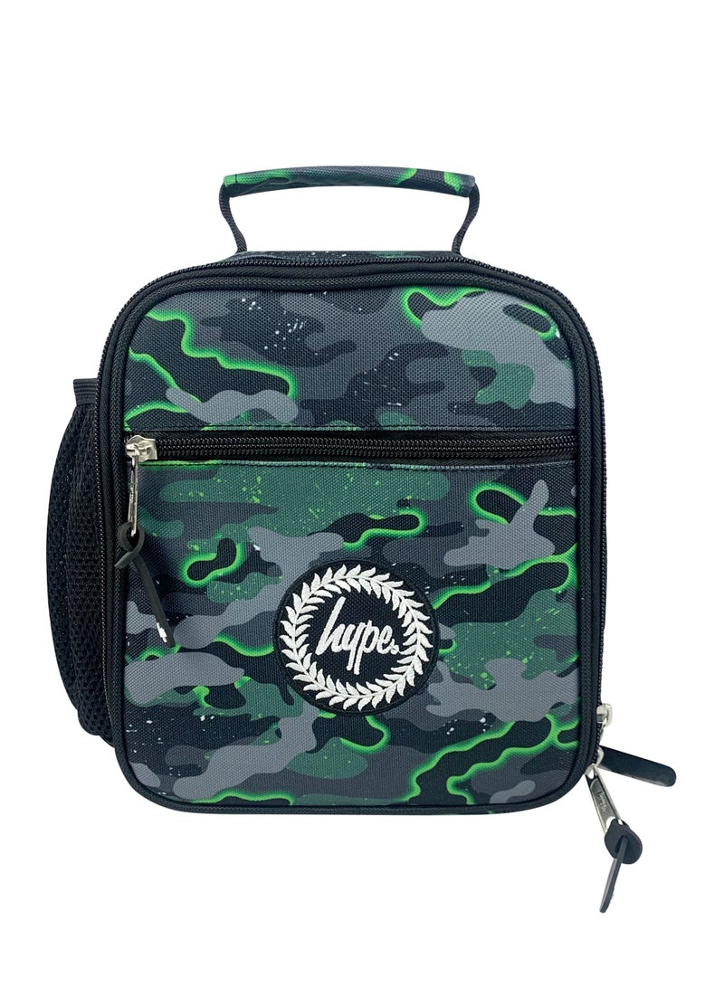 HYPE Kids Lunch Bag Green Glow Camo | 4L Insulated Lunch Box | Thermal PVC Lining | Boys School Picnic Travel - Image 1