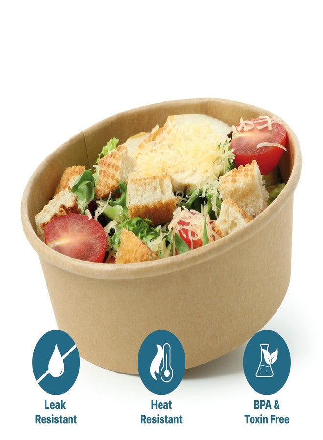 Kaagat® Disposable Containers For Food | Round & Rectangular Paper Food Containers Set with Lids | Microwave & Fridge Safe Take Out Box & Storage Containers for Hot/Cold Foods- 1000ml, 50+50 Pack - Image 3