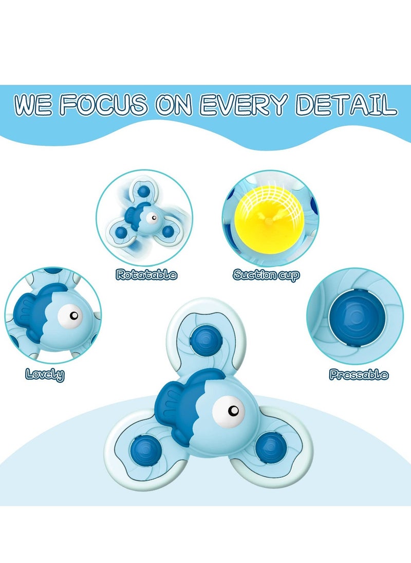 Excefore Suction Cup Spinner Toys, 4 Pcs Simple Dimple Suction Spinner Toy, Spinning Top Toy Bath Travel Toys, for Bathrooms, Dining Tables, Refrigerators, Glass windows, Best Gifts for Toddler Boy Girl  - Image 5