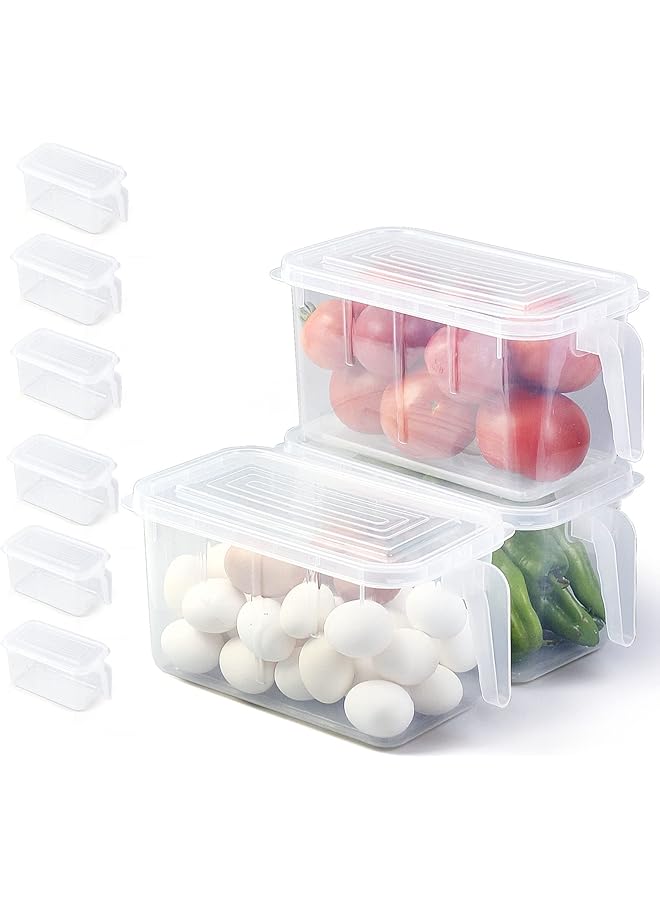 SKY-TOUCH Refrigerator Organizer, Stackable Plastic Kitchen Food Storage Containers With Lids And Handle For Fruits And Vegetables, Freezer Safe Food Storage Boxes, Transparent, 3 Piece - Image 1