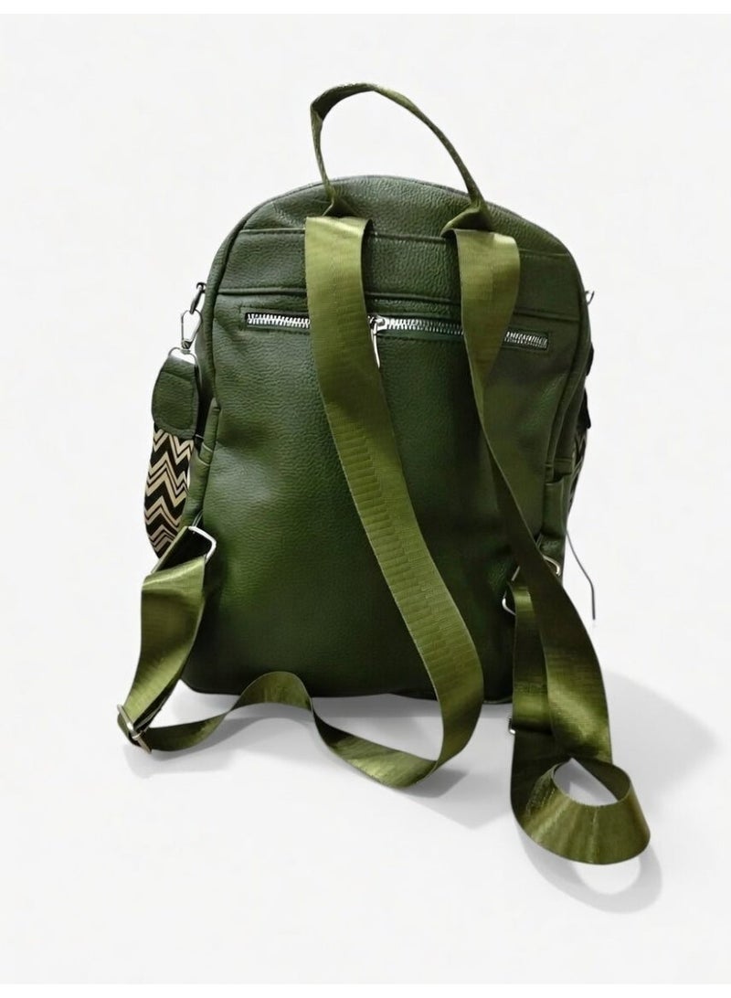 Stylish Multi-Pocket Backpack for Women-Olive Green - Image 2