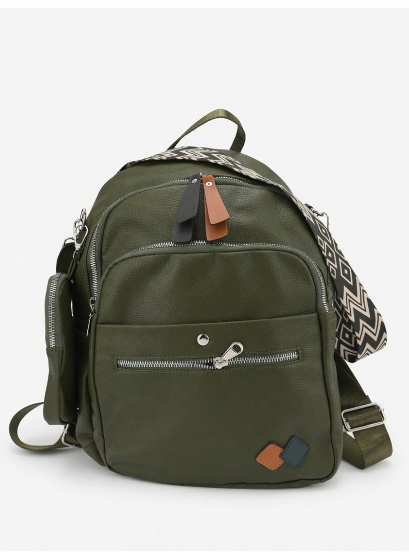 Stylish Multi-Pocket Backpack for Women-Olive Green - Image 1