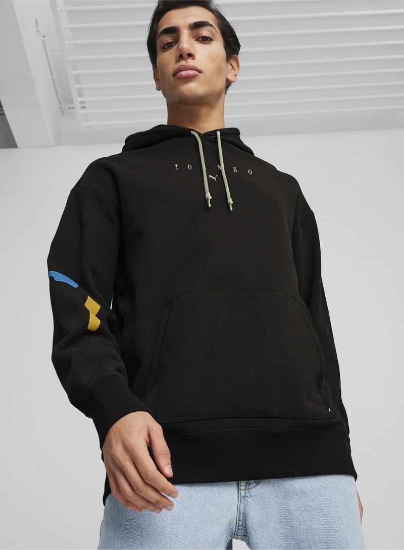 PUMA GRAPHICS TORNEO Mens Black Hoodie - Image 1