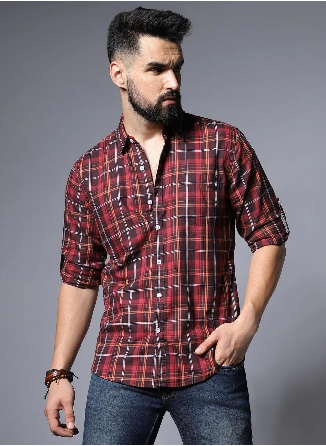 هاي ستار Men Maroon Shirts