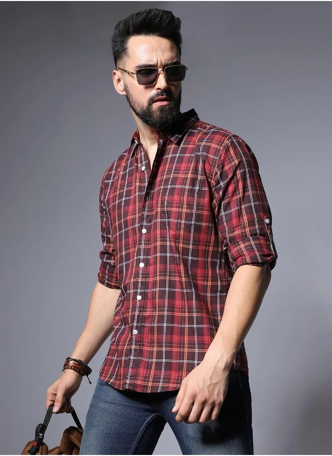 هاي ستار Men Maroon Shirts