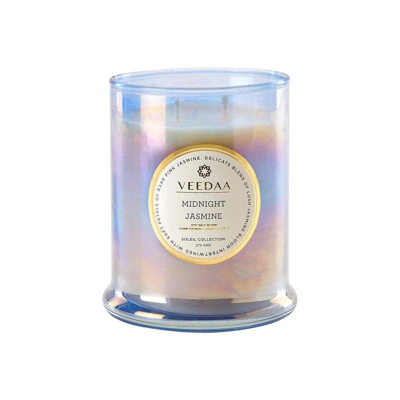 VEEDAA Midnight Jasmine Danube Glass Soy Scented Candle Burns 45 Hours - Image 2
