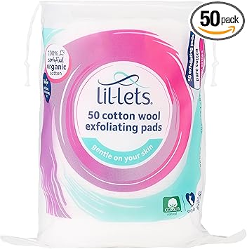 Lil-Lets LilLets Cotton Exfoliating Rounds x 50 count 1 pack 100 Pure Cotton Certified Organic Soft and Gentle Exfoliation Dermatologically Tested Suitable For All Skin Types - Image 1