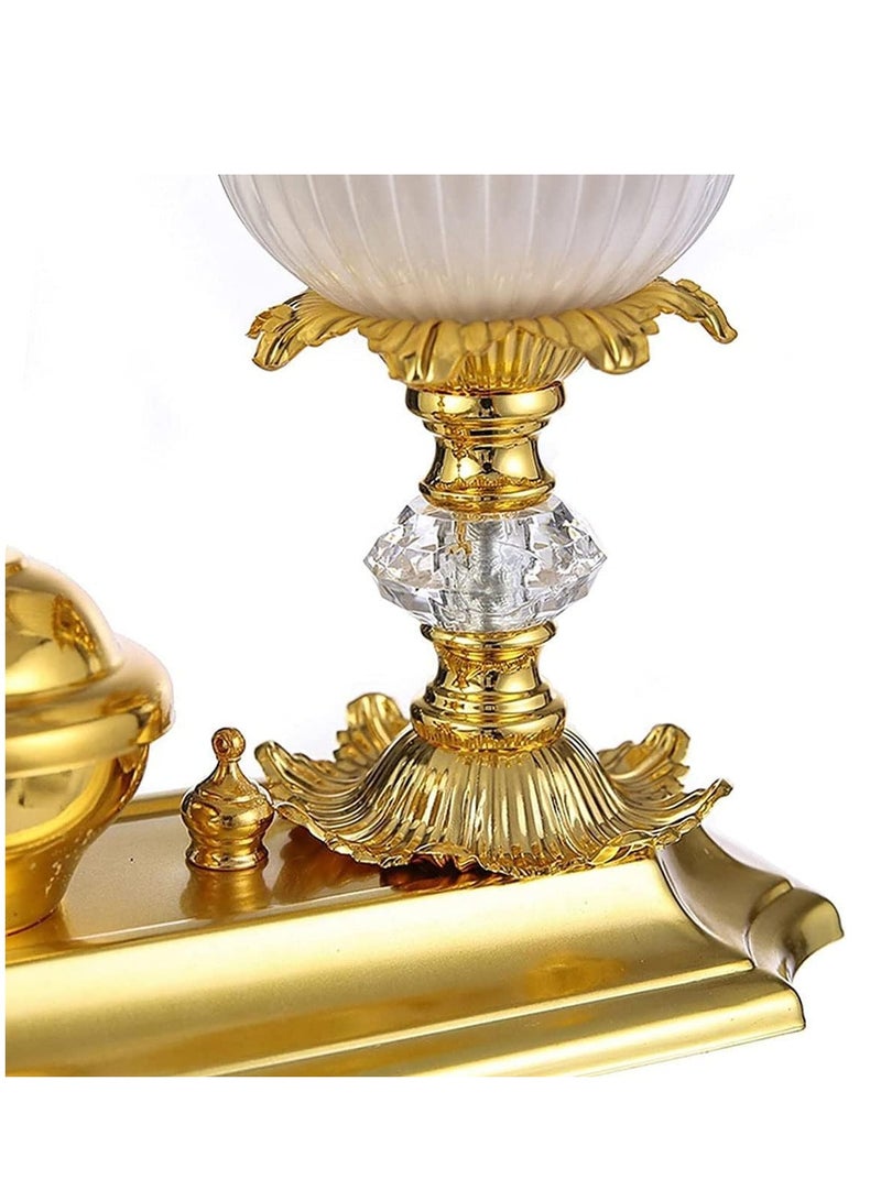 SYOSI Bakhoor Charcoal Incense Burner Set In gold with tray, With Round Shape Mabkhara Suitable Study, Bedroom, Yoga Room, Office Holder Desktop Censer Decor - Image 4