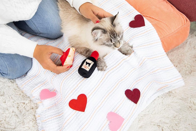 Pearhead Pet Cheese Wine Cat Toys Set of 2 Plush Catnip Toys with Crinkle Rattle Valentines Day Interactive Cat Toys for Indoor Cats - Image 5