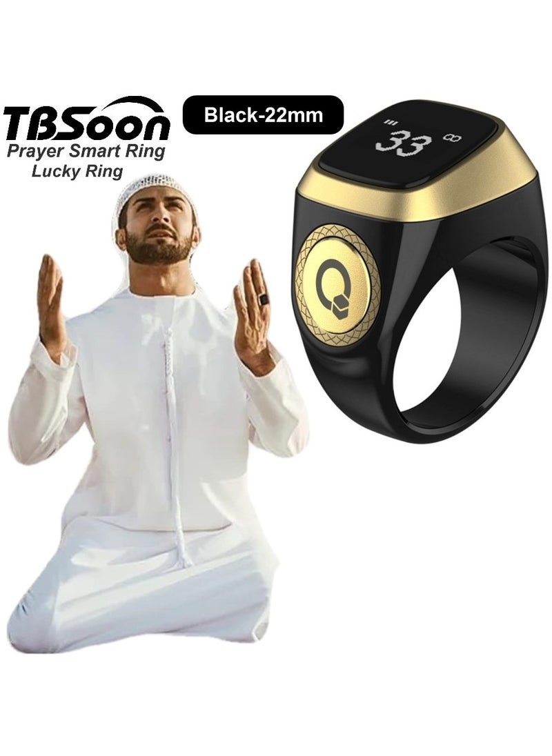 Generic - Prayer Smart Ring, Lucky Ring, Watch Ring, Smart Tasbih Beads Ring, with Prayer Counters, 5 Prayer Time Reminders, Prayer Direction Indicator Guide, Large Battery, OLED Display, Azan Alarm Clock, Tasbih Beads Ring, Fashion, Cool, TBSoon iQIBLA Zikr Ring - Image 1