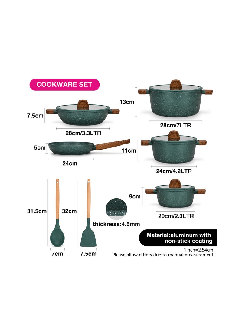 Fissman 11-Piece Cookware Set Falak Aluminum with Non-Stick Coating Stockpot, Shallow Casserole, Frying Pan Cooking Spoon And Turner  - Image 2