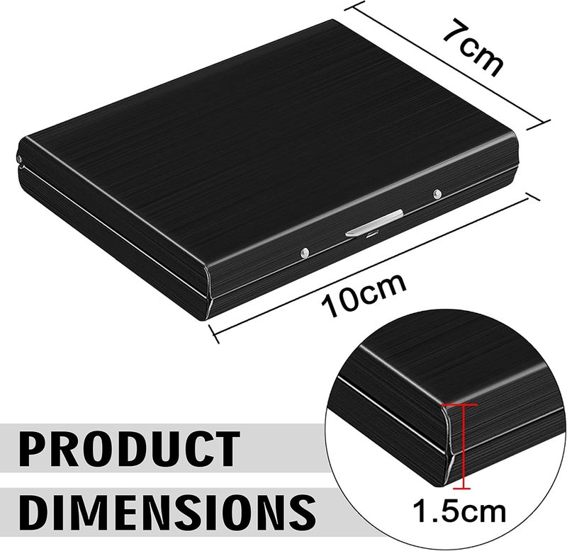 DAHSHA 10-Slot RFID Blocking Metal Credit/Debit Card Holder Wallet for Men & Women | Slim Stainless Steel ATM Card Organizer – Black & Silver (1 Pack, 10 x 7 x 1.5 cm) - Image 2