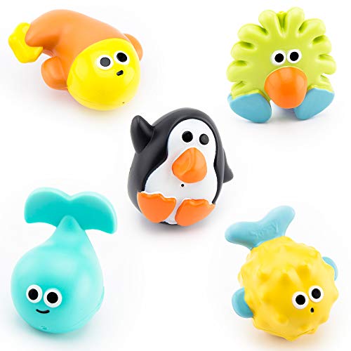 Sassy Bathtime Pals Squirt and Float Toys 9 Months Set of 5 Sea Characters - Image 1