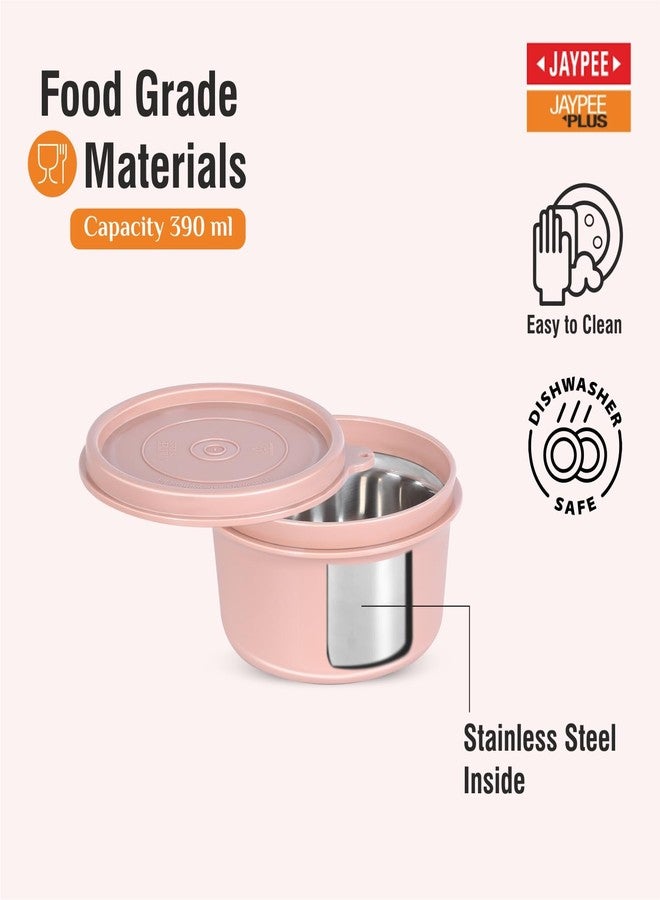 Jaypee Plus Ultima Meal Max Microwave Safe Air Tight Container 230 ml Each|Food Grade Spillproof Inner Stainless Steel Container Lunch Box Combo of 2, Pink - Image 5
