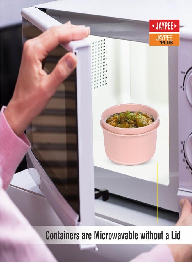 Jaypee Plus Ultima Meal Max Microwave Safe Air Tight Container 230 ml Each|Food Grade Spillproof Inner Stainless Steel Container Lunch Box Combo of 2, Pink - Image 4