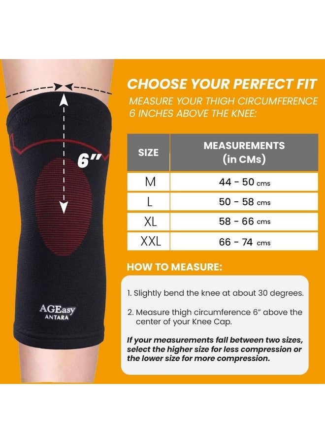 AGEasy (Max Group) Kneecap for Men & Women | Knee Support for Gym, Sports & Pain Relief | 4-Way Stretch, Anti-Slip, Inner Cotton Lining for Comfort | Knee Sleeves for Squats, Running & Cycling (L, Comfort Ease (Black-Red)) - Image 4