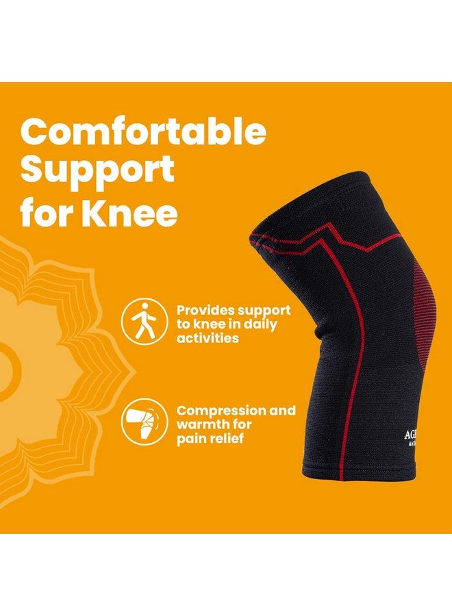 AGEasy (Max Group) Kneecap for Men & Women | Knee Support for Gym, Sports & Pain Relief | 4-Way Stretch, Anti-Slip, Inner Cotton Lining for Comfort | Knee Sleeves for Squats, Running & Cycling (L, Comfort Ease (Black-Red)) - Image 5