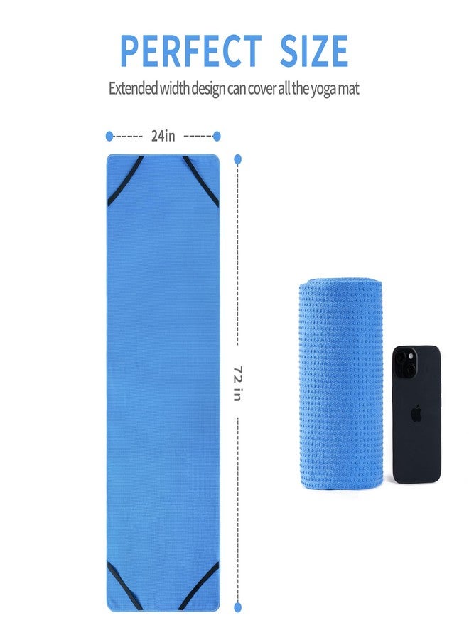 MICROFI Microfiber Hot Yoga Towel Mat, 24 x 72 inches, with Non-Slip Silicone Grip, Secure Fit Elastic Straps (Blue) - Image 4