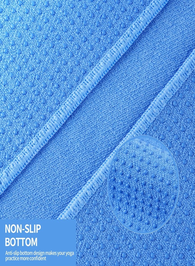 MICROFI Microfiber Hot Yoga Towel Mat, 24 x 72 inches, with Non-Slip Silicone Grip, Secure Fit Elastic Straps (Blue) - Image 3