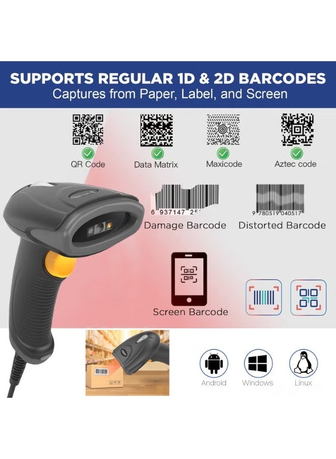 نيولاند ماسح ضوئي محمول HR2081، قارئ رموز شريطية أحادي وثنائي الأبعاد، USB، خفيف الوزن، مقاوم للماء، تصنيف IP42، محمول للدفع عبر الهاتف المحمول، سوبر ماركت - Image 5