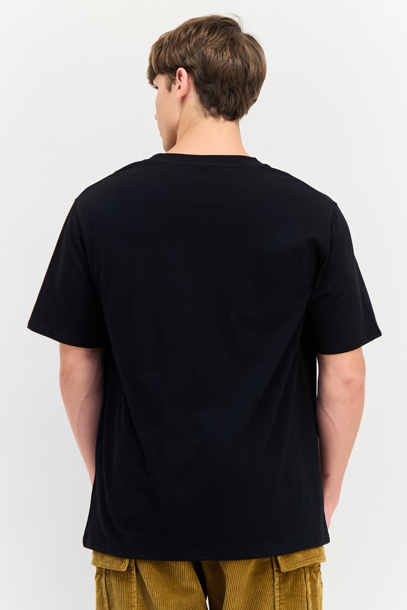 YOTO تي شيرت رجالي بأكمام قصيرة وياقة دائرية، مطبوع برسومات، أسود - Image 3