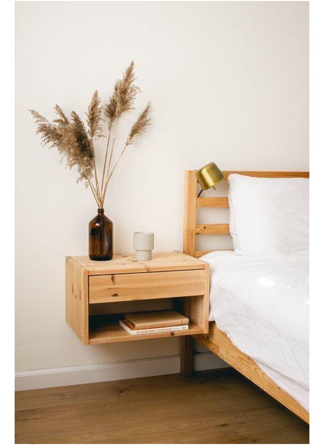 Art Wood Modern Hanging side table - Natural Suede Wood 