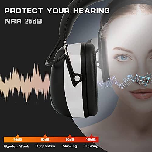 PROHEAR حماية الأذن الرقمية PROHEAR AM FM 25dB NRR سماعات رأس، حماية السمع من الضوضاء سماعات للأذن لقص العشب، ورش العمل، وإزالة الثلوج، وأعمال البناء الداخلية والخارجية - رمادي - Image 4