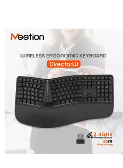 Meetion Meetion Wireless Ergonomic Keyboard DirectorW USB Nano receiver Coverage range up to 10m Power eﬃcient wireless technology  - Image 1