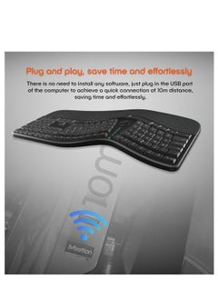 Meetion Meetion Wireless Ergonomic Keyboard DirectorW USB Nano receiver Coverage range up to 10m Power eﬃcient wireless technology  - Image 5