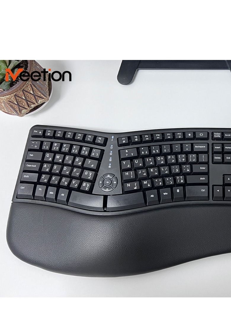 Meetion - Meetion Wireless Ergonomic Keyboard DirectorW USB Nano receiver Coverage range up to 10m Power eﬃcient wireless technology - Image 1