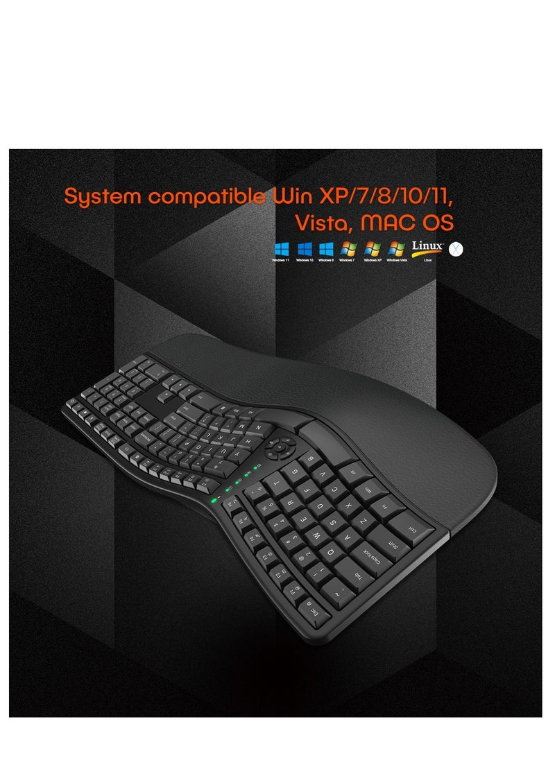 Meetion - Meetion Wireless Ergonomic Keyboard DirectorW USB Nano receiver Coverage range up to 10m Power eﬃcient wireless technology - Image 1