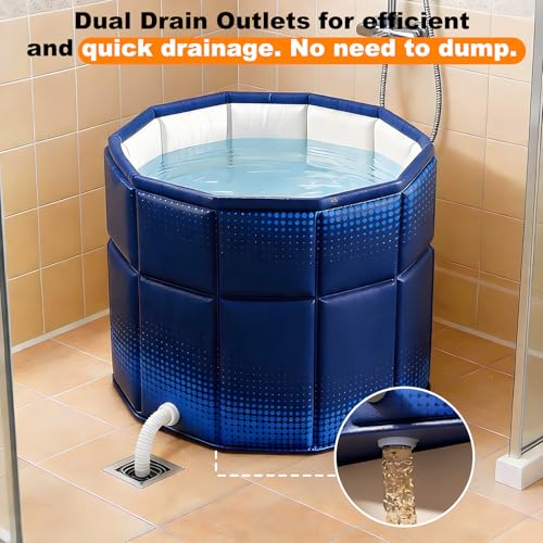 COBOPANDA Portable Bathtub for Adult 27.5"x27.5" Collapsible Cold Plunge Bathtub Foldable No Installation Ice Bath Tub for Shower Stall, Bathroom Hot SPA Soaking Standing Tub - Image 3