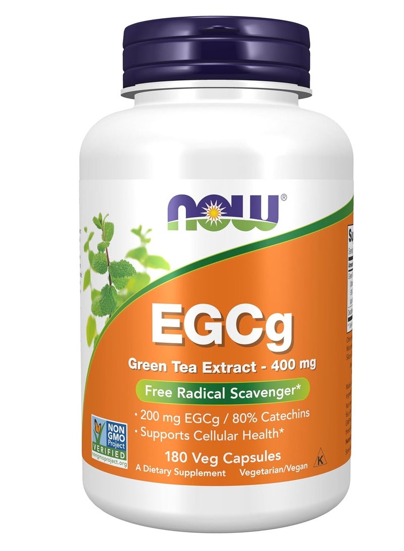 ناو NOW EGCg مع مستخلص الشاي الأخضر مكملات غذائية - 400 ملغ، 180 كبسولة نباتية