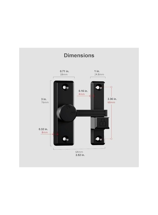 promass Flip Latch Lock, 90/180 Degree Left/Right-Opening Sliding/Swinging Door Lock Bolt for Home Security Gate, Barn, Garage, Garden Fence, Shed, Window, Cabinet (Black + Luminous) - Image 5