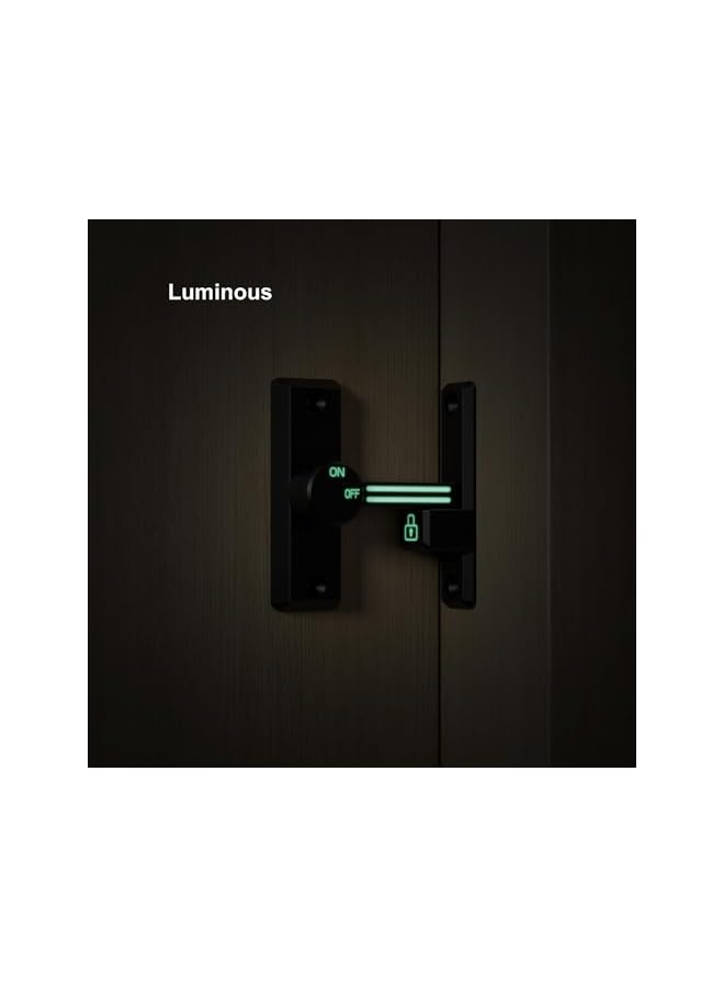 promass Flip Latch Lock, 90/180 Degree Left/Right-Opening Sliding/Swinging Door Lock Bolt for Home Security Gate, Barn, Garage, Garden Fence, Shed, Window, Cabinet (Black + Luminous) - Image 2